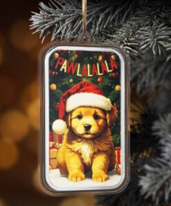 1 oz Silver Colorized Bar - Holiday Puppy "Paw La La La La"