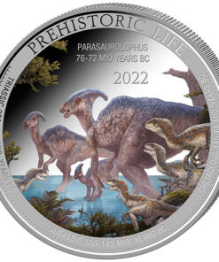 2022 1 oz Colorized Congo Silver Parasaurolophus Coin (BU)