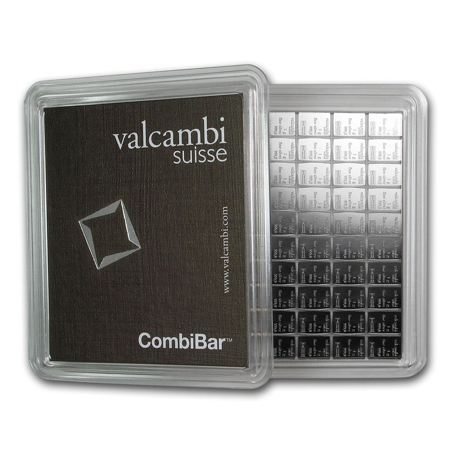 100x 1 gram Silver Bar - Valcambi Silver CombiBar™ (w/Assay)